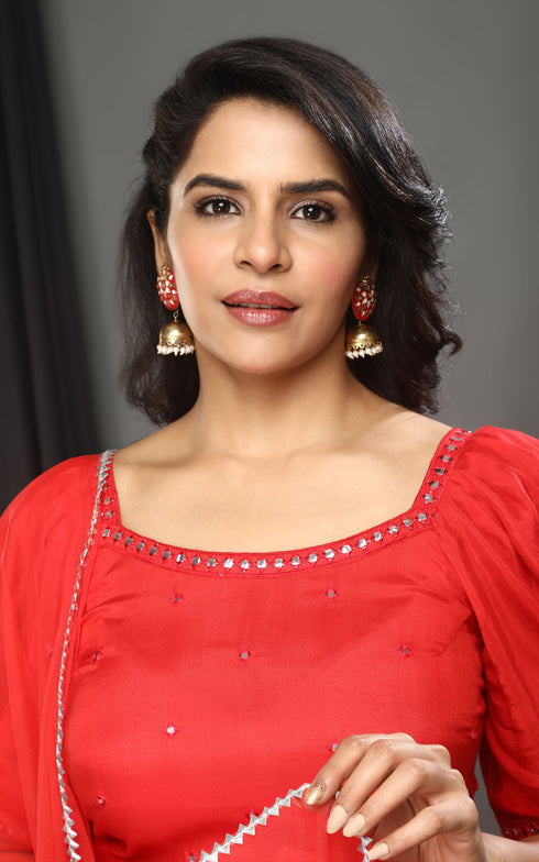 RED KALI PANT/KURTI SET
